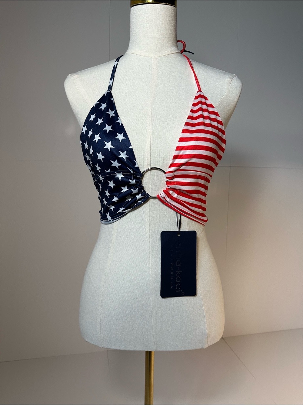 NWT | Patriotic Ring Halter CropTop - Stars & Stripes